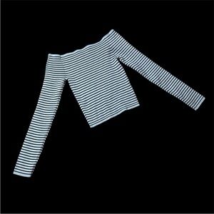 Urban Outfitters Silence Noise Berlin Off Shoulder Blue Brown Striped Sweater